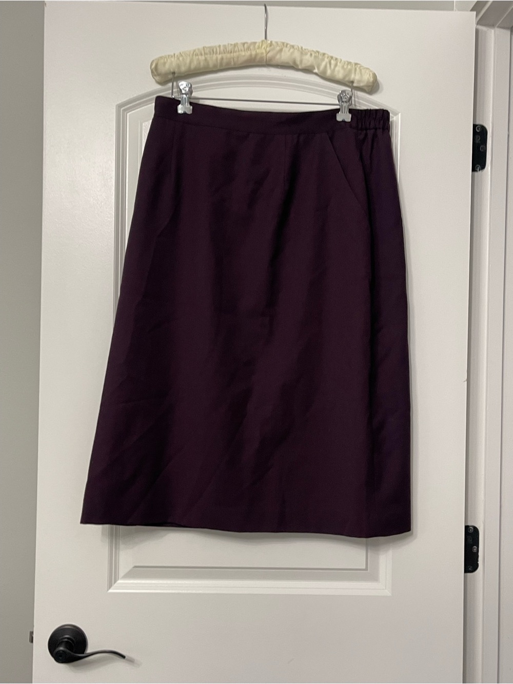 Vintage Lana Lee Pure Virgin Wool Midi Dark Academia Officewear Plum Retro Skirt